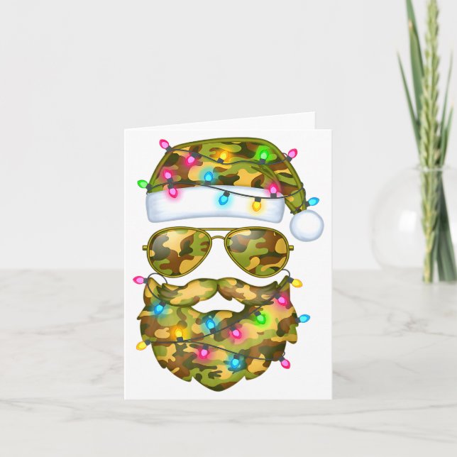 Carte Camo Santa Claus Sungles Camouflage Funny Xmas Lig (Devant)