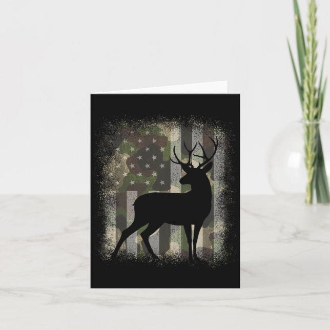Carte Camo Us Drapeau Cerf Elk Buck Chasse Camouflage (Devant)