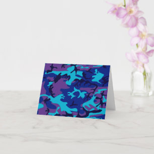 Carte Camouflage Bleu foncé et violet Joyeux anniversair