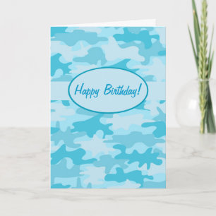 Carte Camouflage Camo Turquoise Joyeux Anniversaire Pers