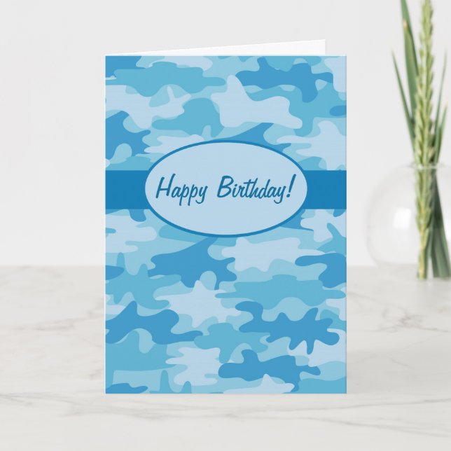 Carte Camouflage de la Marine Bleue Joyeux Anniversaire  (Devant)