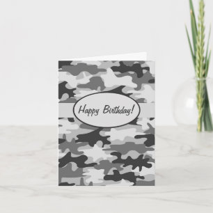 Carte Camouflage gris Joyeux Anniversaire Personnalisé