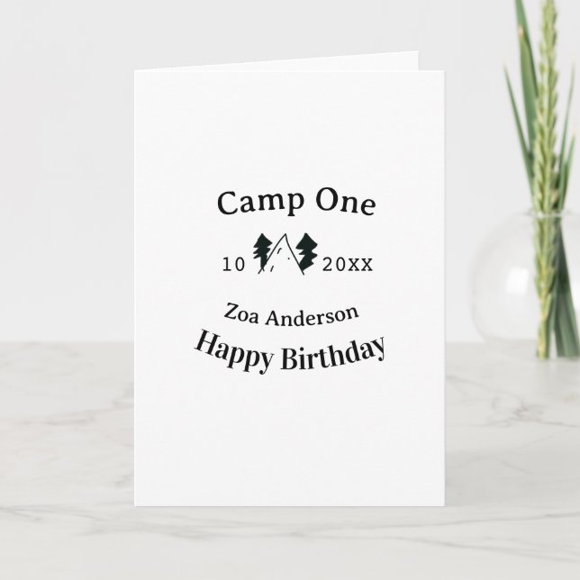 Carte Camp one happy birthday name date campingadventure (Devant)