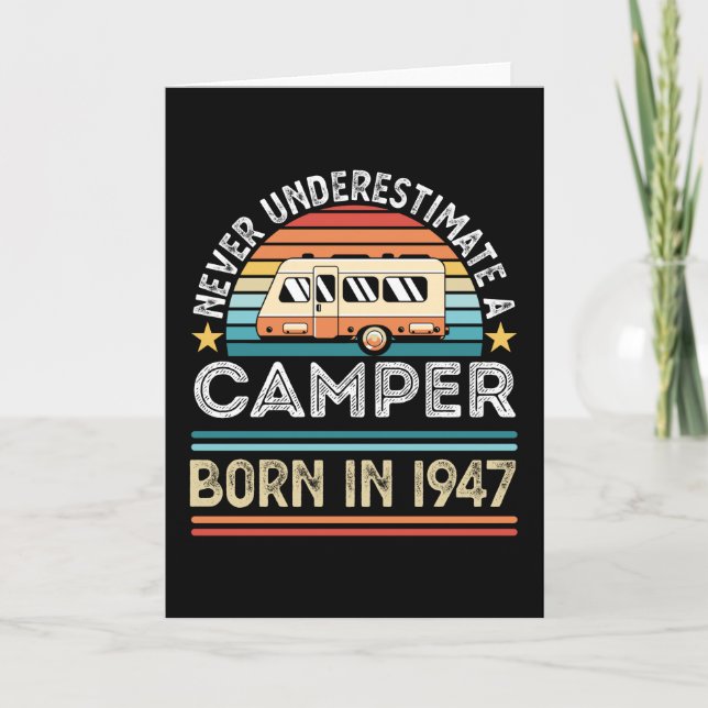 Carte Camper né 1947 80e anniversaire camping cadeau (Devant)