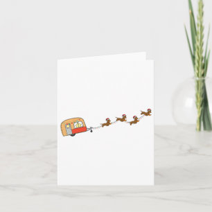 Carte Camper Van Christmas Dachshund Sleigh Doxie Chien 