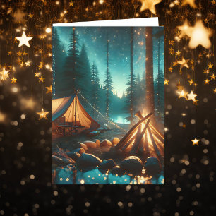Carte Camping avec de jolies lumières   Anniversaire