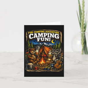 Carte Camping aventure amusante feu de camp extérieur dr