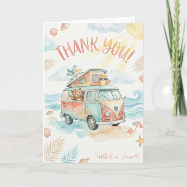 Carte Camping-car de plage Merci Cute Vacances d'été (Devant)