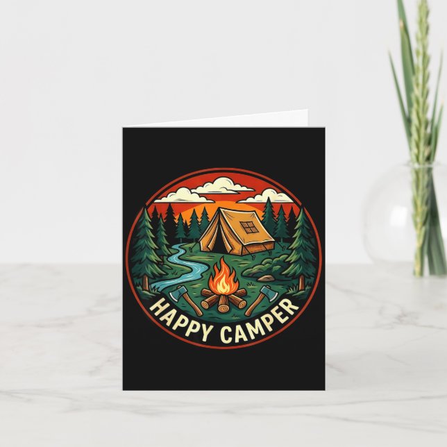 Carte Camping-car heureux cherche aventure camping feu d (Devant)