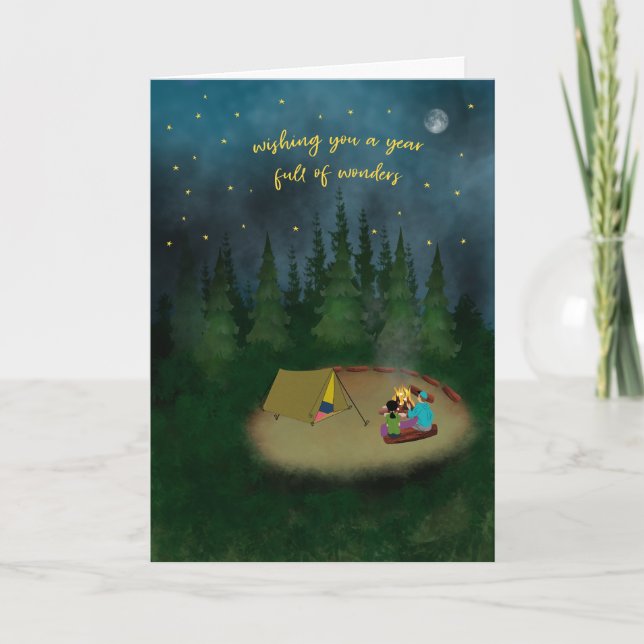Carte Camping d'anniversaire sous les étoiles (Devant)