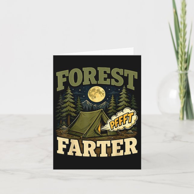 Carte Camping forêt tente de pétomane humour  (Devant)