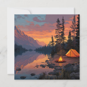 Carte Camping paisible au bord d'un lac de montagne