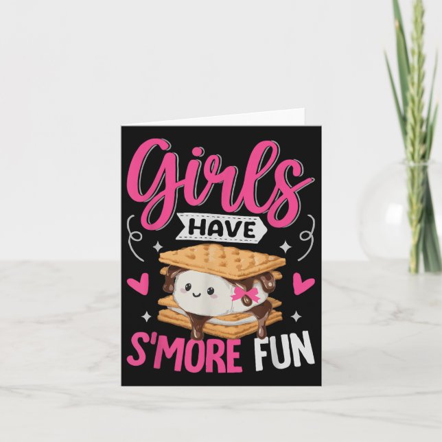 Carte Camping Smores Les Filles Ont Plus Amusant Kawaii  (Devant)