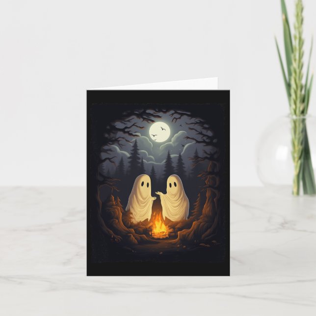 Carte Camping vintage Feu de Campagne Gothique Halloween (Devant)