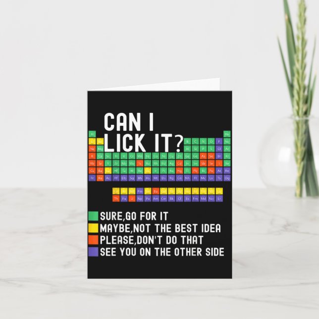 Carte Can I Lick It Periodic Table Funny Science Teacher (Devant)