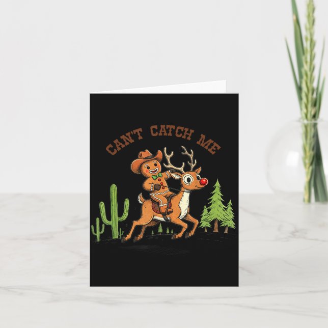 Carte Can’t Catch Me Gingerbread Cowboy Funny Christmas  (Devant)