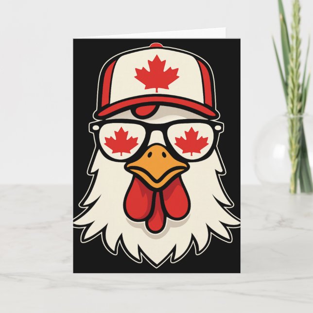 Carte Canada Day Canadian Flag Maple Leaf Chicken Sungle (Devant)