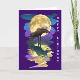 Carte Canadian Moose & Moon Birthday Card