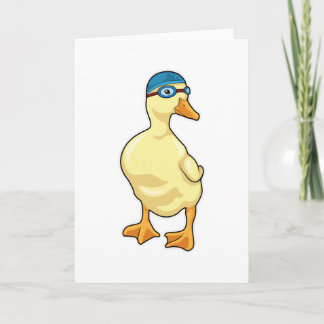Carte Canard à la natation avec lunettes de natation