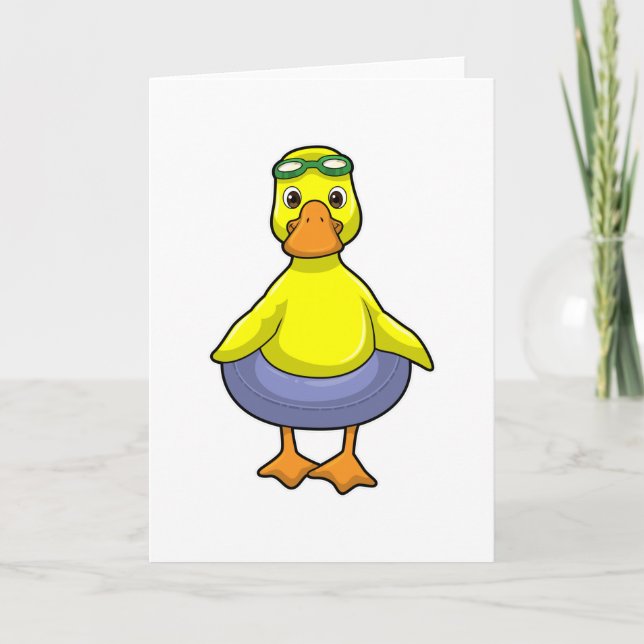 Carte Canard à la piscine avec bouée (Devant)