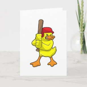 Carte Canard au baseball avec une batte de baseball et u