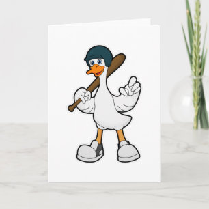Carte Canard au baseball avec une raquette de baseball e