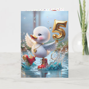 Carte Canard Avec Ballons D'Anniversaire D'Or