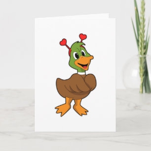 Carte Canard avec serre-tête en forme de cœur