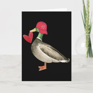 Carte Canard colvert de la Saint-Valentin Rétro Groovy C