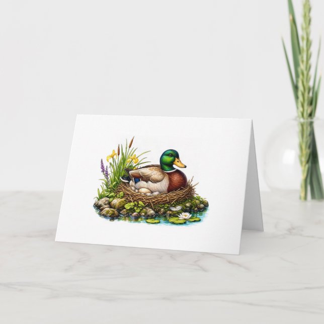 Carte Canard colvert sur son nid (Devant)