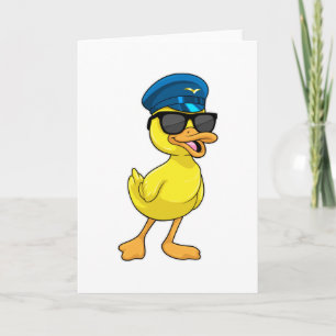 Carte Canard comme pilote avec casquette pilote