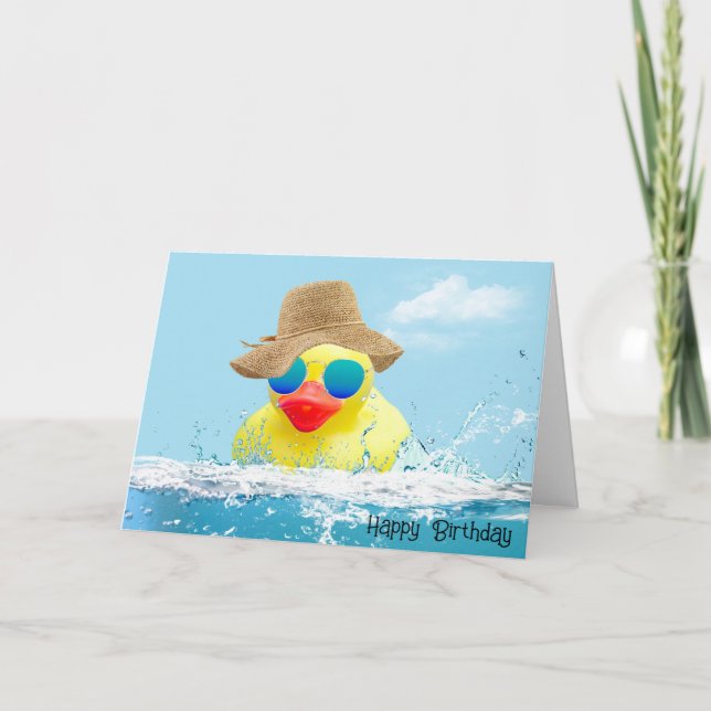 Carte Canard d'anniversaire avec lunettes de soleil dans (Devant)