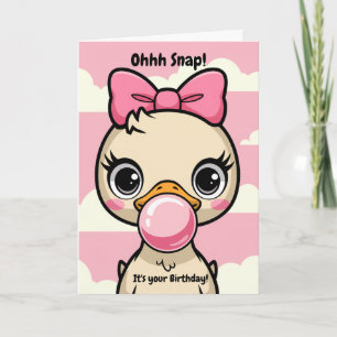 Carte Canard d'anniversaire d'enfants avec noeud rose qu
