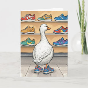 Carte Canard d'anniversaire portant des Baskets