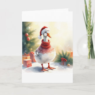 Carte Canard de Noël à l'aquarelle
