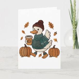 Carte Canard de saison douillet Automne mignon Canard Ép