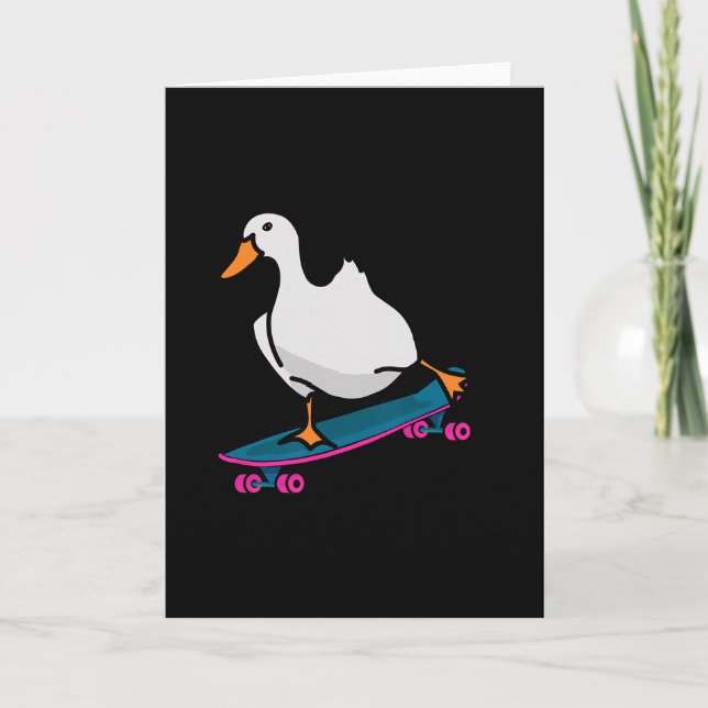 Carte Canard drôle sur skateboard skateboard longboard  (Devant)