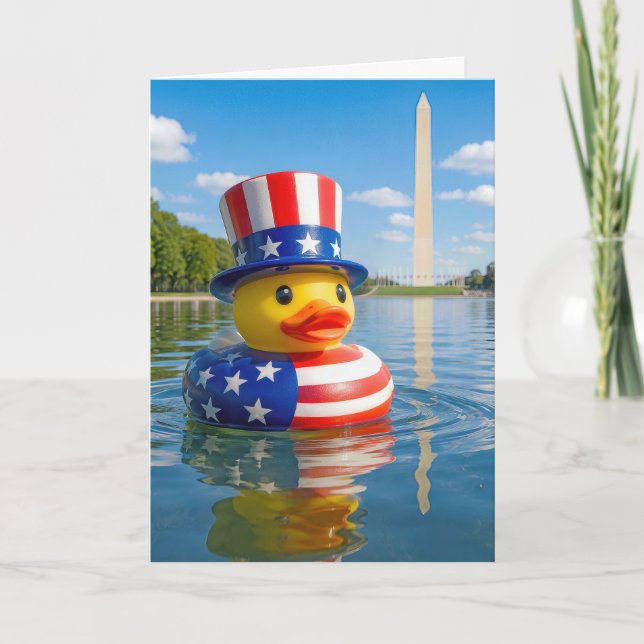 Carte Canard du 4 juillet flottant dans le bassin de réf (Devant)