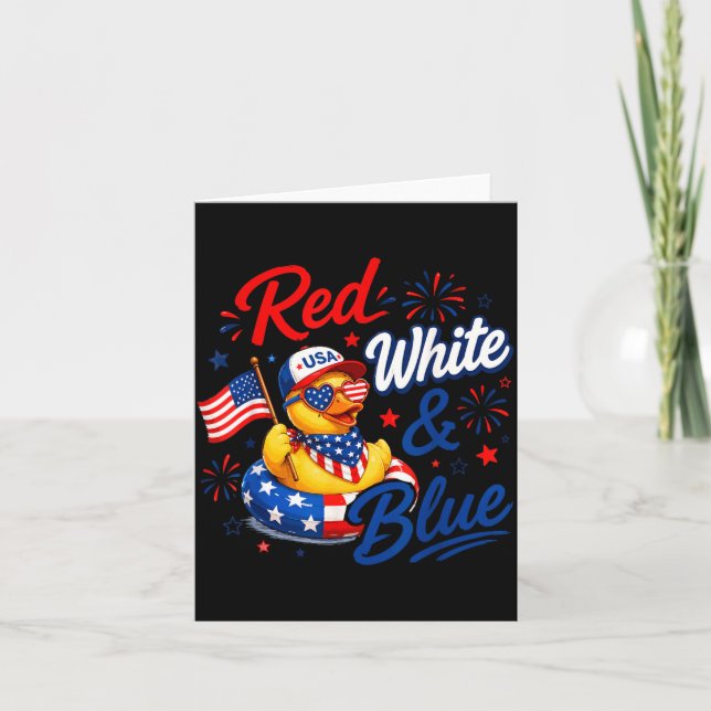 Carte Canard en caoutchouc Drapeau Américain Rouge Blanc (Devant)