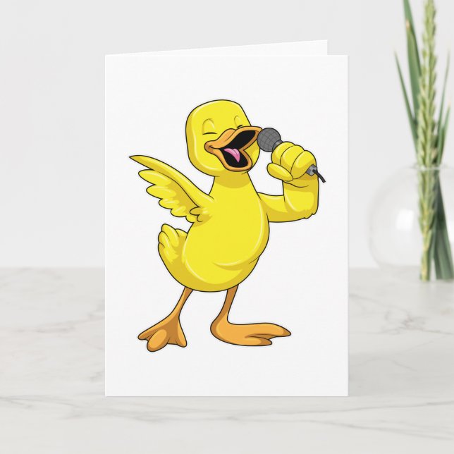 Carte Canard en chanteur avec microphone (Devant)