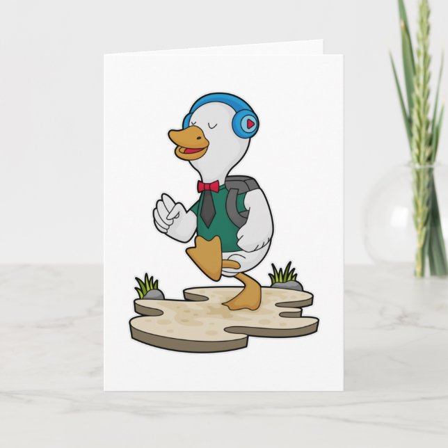 Carte Canard en randonneur avec sac à dos (Devant)