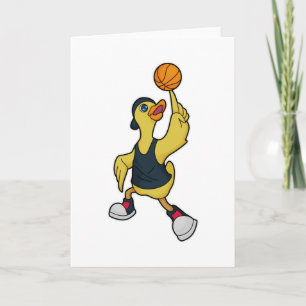 Carte Canard en tant que joueur de basket-ball avec ball