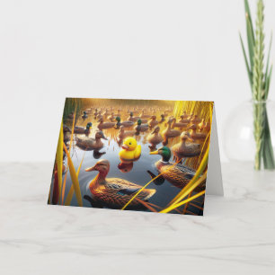 Carte Canard Jaune En Caoutchouc Anniversaire Avec Des D