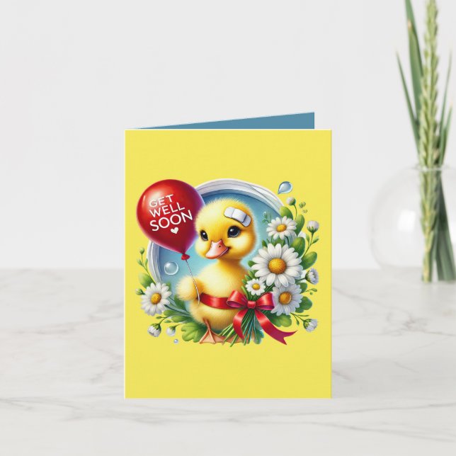 Carte Canard mignon pour un prompt rétablissement  (Devant)