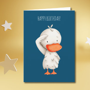 Carte Canard militaire mignon saluant l'anniversaire