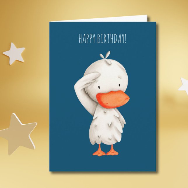 Carte Canard militaire mignon saluant l'anniversaire (Créateur téléchargé)