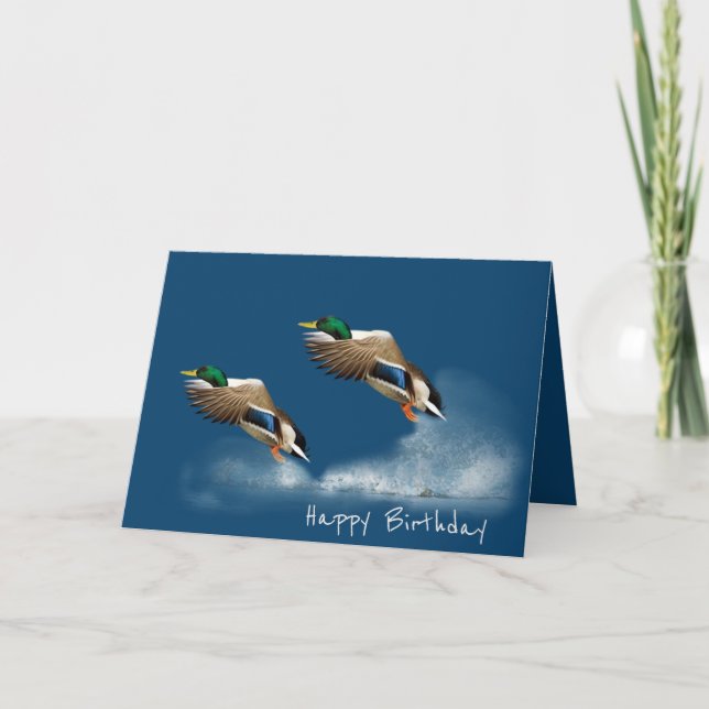 Carte Canards colverts d'anniversaire volant au-dessus d (Devant)
