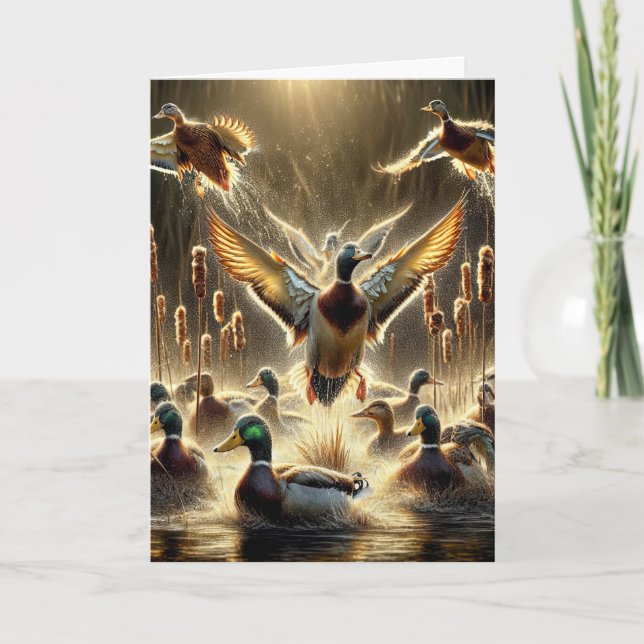 Carte Canards de Mallard dans l'étang pour l'anniversair (Devant)