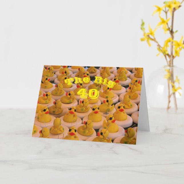 Carte Canards en caoutchouc jaune cool drôle 40e anniver (Fleur jaune)