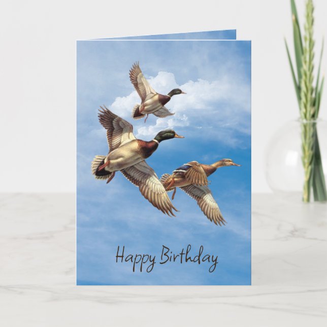 Carte Canards Mallard Anniversaire Dans Le Ciel (Devant)